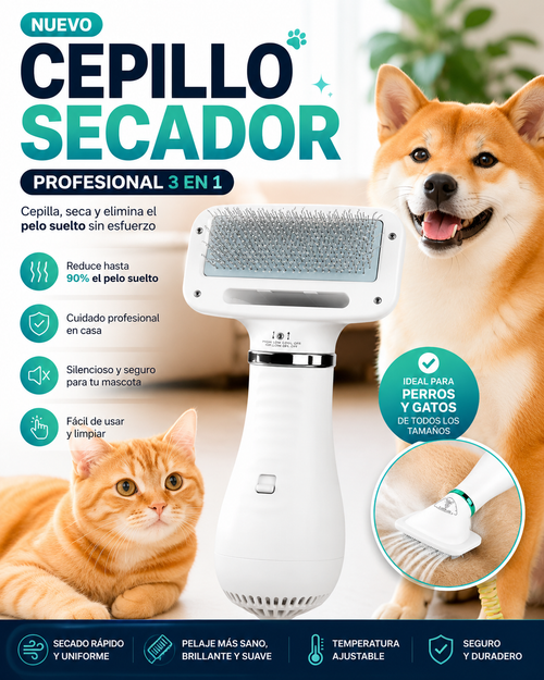Cepillo Secador 2 en 1 para mascotas PECTY, seca y desenreda el pelo — imagen 2