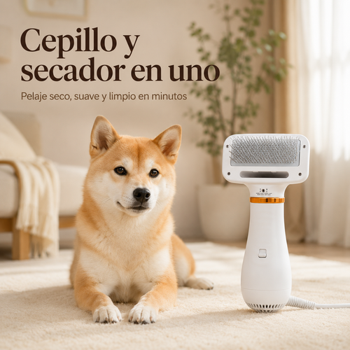 Cepillo Secador 2 en 1 para mascotas PECTY, seca y desenreda el pelo