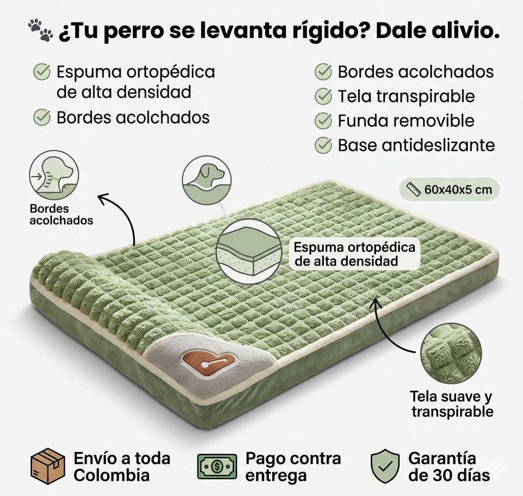 Cama Ortopédica Premium para Mascotas — Cuida sus Articulaciones Mientras Descansa