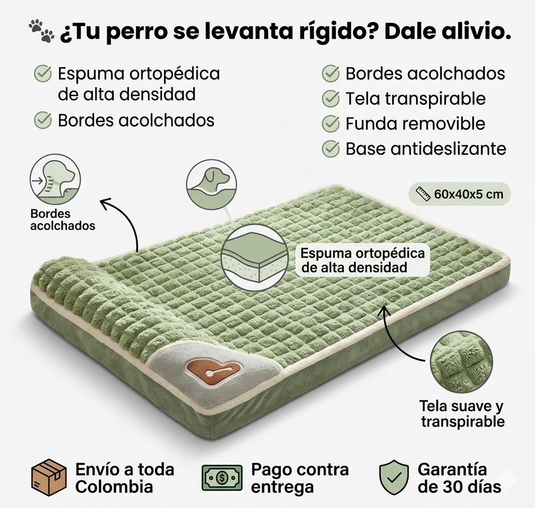Cama Ortopédica Premium para Mascotas — Cuida sus Articulaciones Mientras Descansa